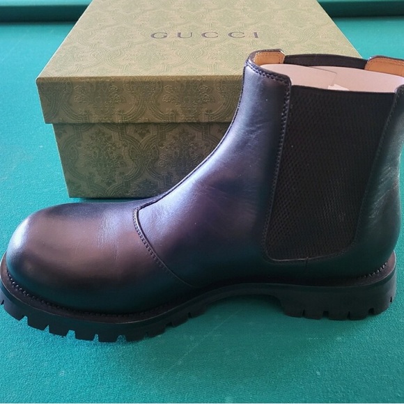Gucci Kyra Chelsea Web Stripe Lug Dole Boots size 10.5 - Picture 2 of 8